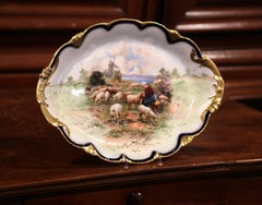 Early 20th Century French Hand-Painted Porcelain Plate with Sheep from Limoges