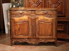 19th Century, French Louis XV Carved Walnut Two-Door Buffet from Provence