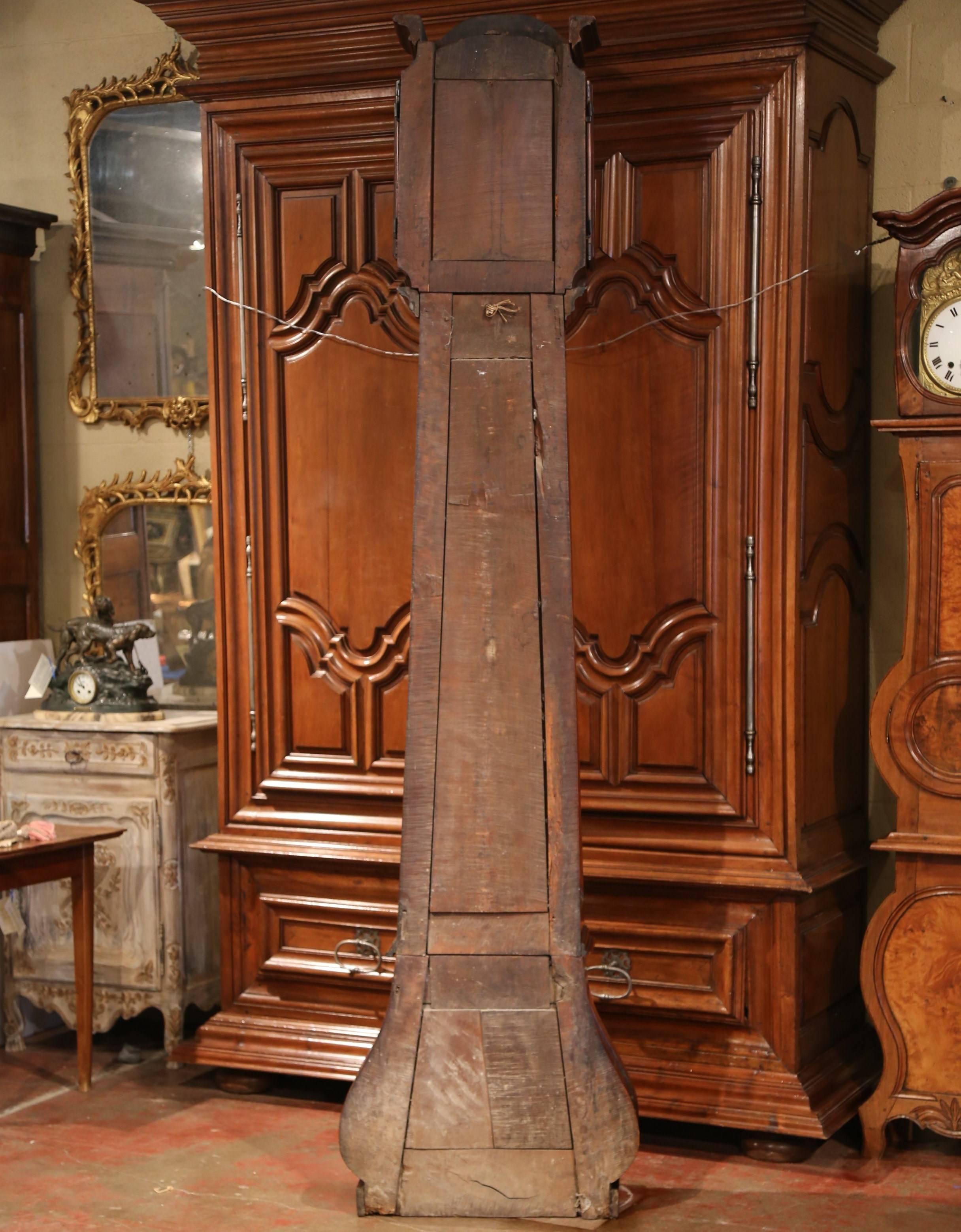 18th Century French Louis XIV Hand Carved Walnut Tall Case Clock with Rooster  5