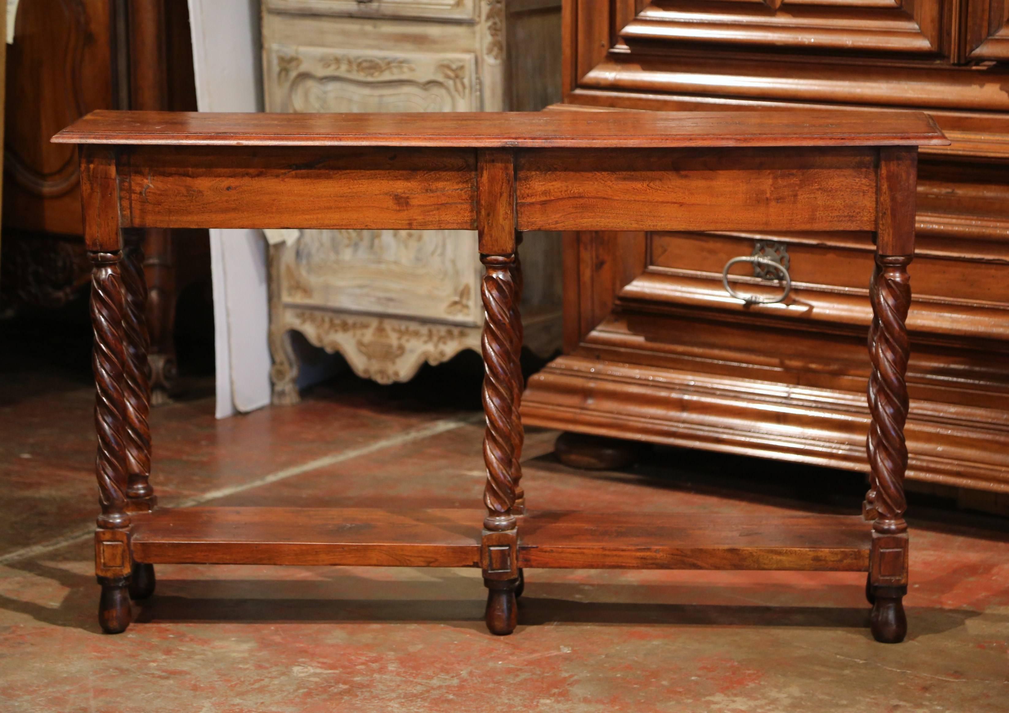 Mid-20th Century French Louis XIII Six-Leg and Two-Tier Walnut Console Table 5