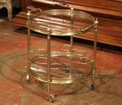 Early 20th Century French Two-Tier Brass Desert Table or Tea Cart on Wheels