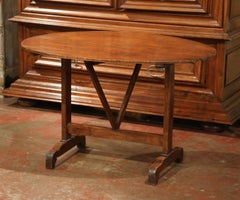 19th Century French Oval Walnut Tilt-Top Wine Tasting Table from Bordeaux
