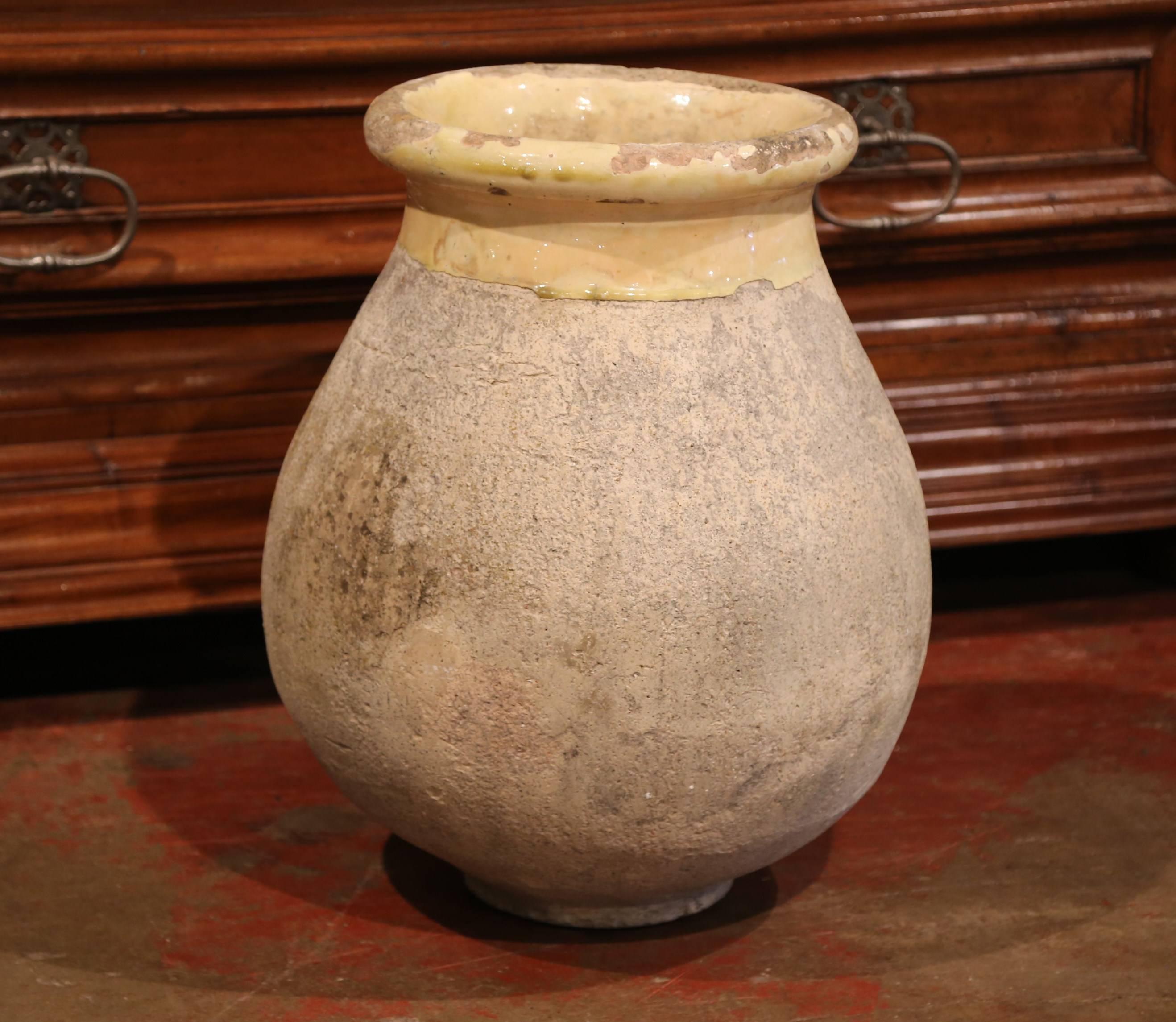 Hand-Carved Large 19th Century French Terracotta Olive Jar from Provence