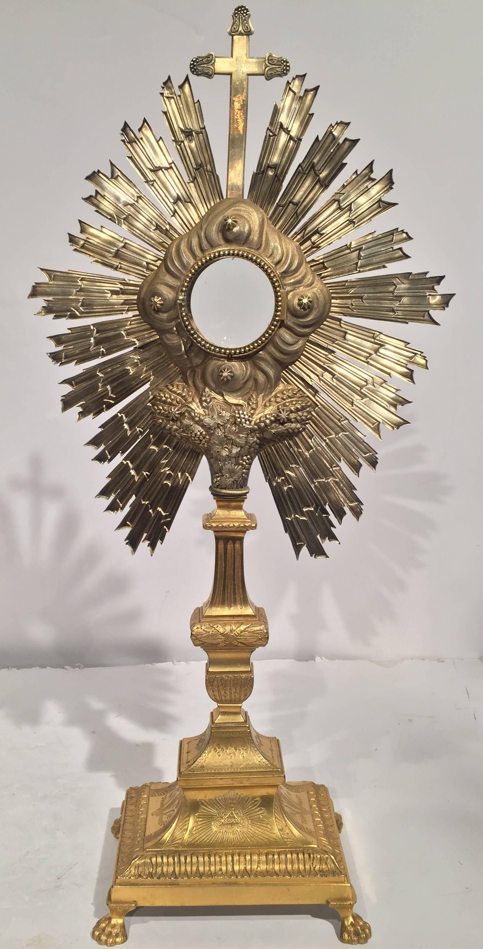 18th Century French Bronze and Copper Catholic Ostensoir or Monstrance 3
