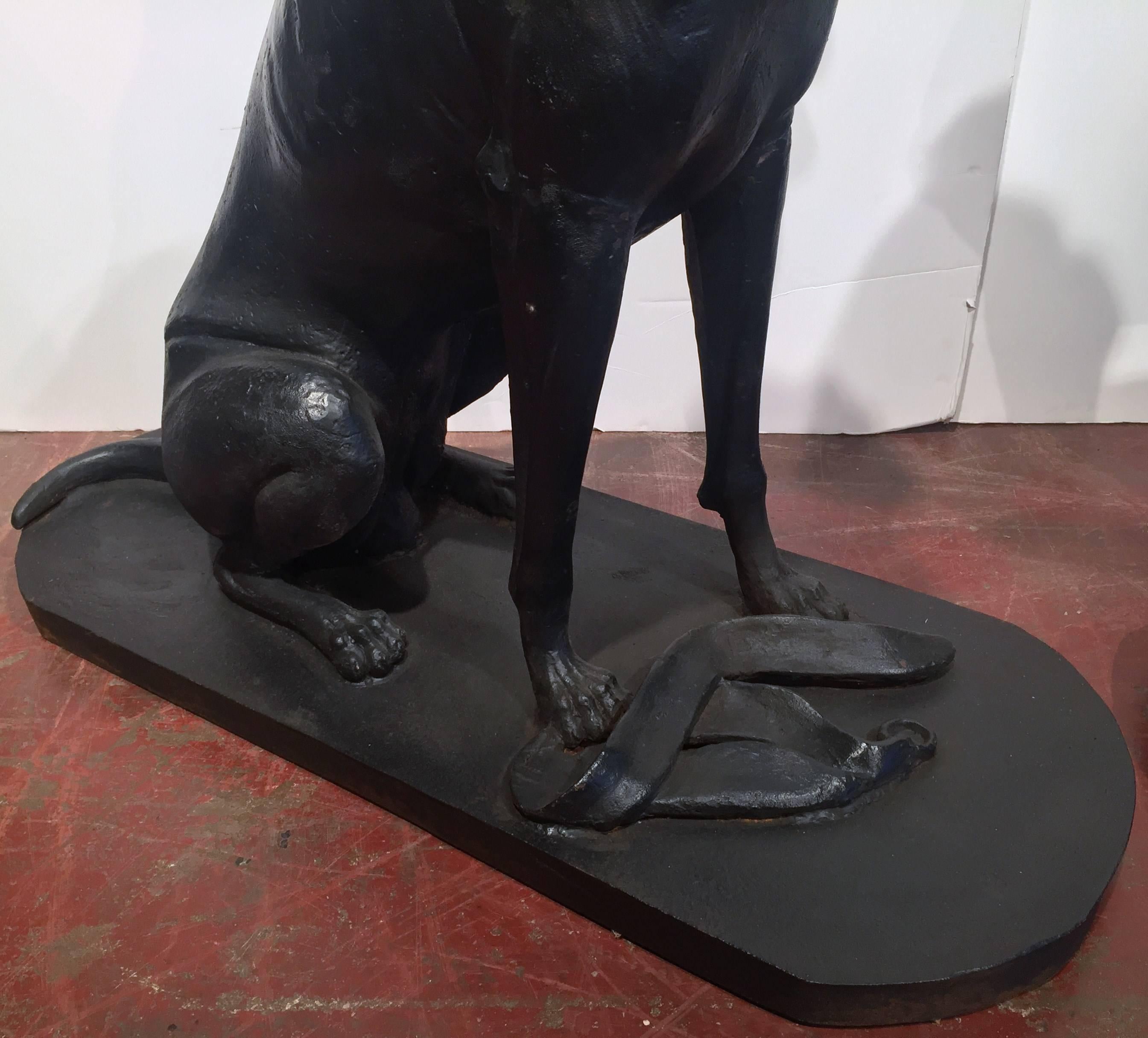 Pair of Life Size Iron Hunting Labradors Retrievers from France In Excellent Condition In Dallas, TX