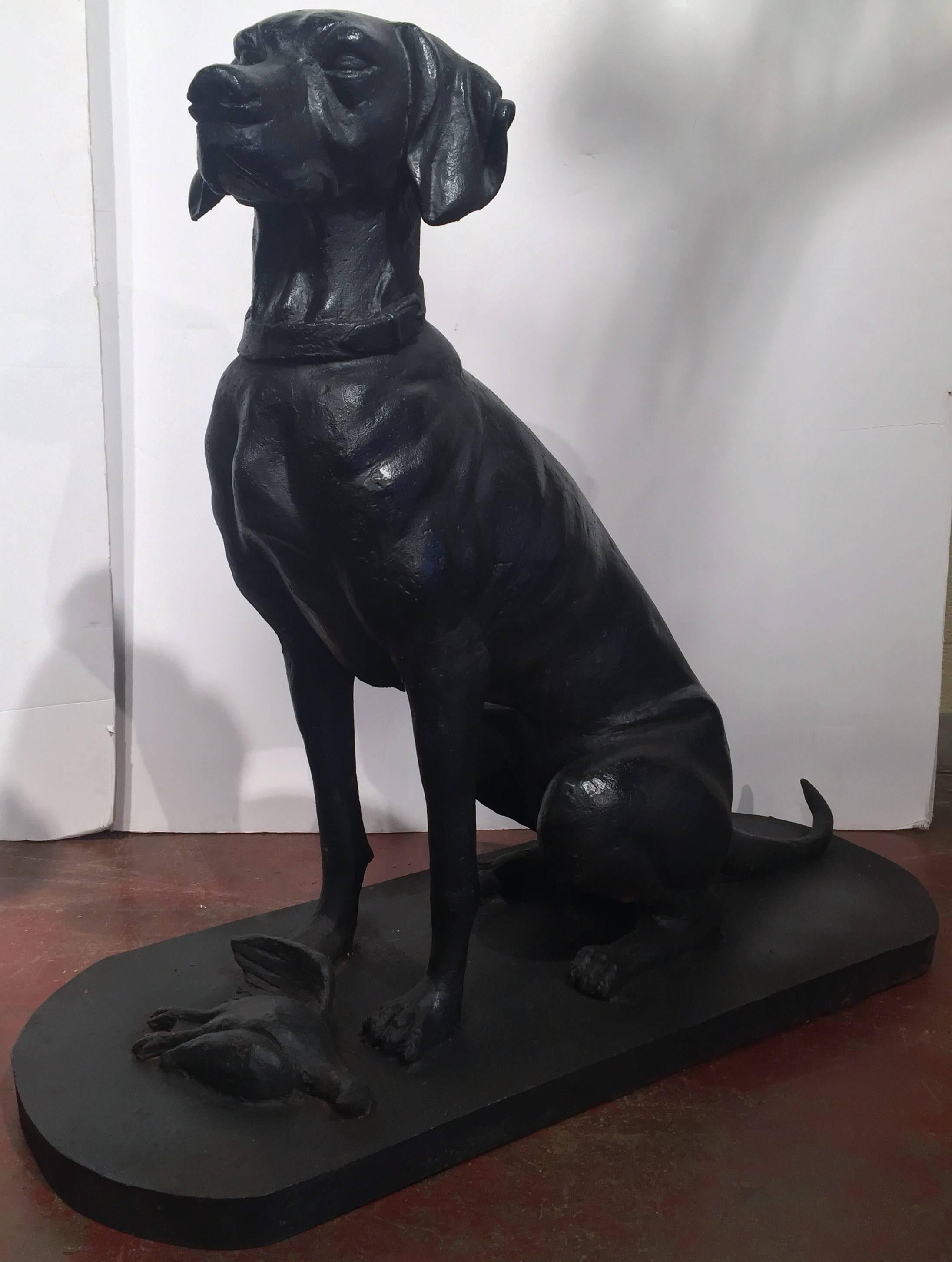 Contemporary Pair of Life Size Iron Hunting Labradors Retrievers from France