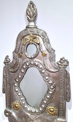 19th Century French Repousse Silver Plated and Copper Overlay Wall Mirror