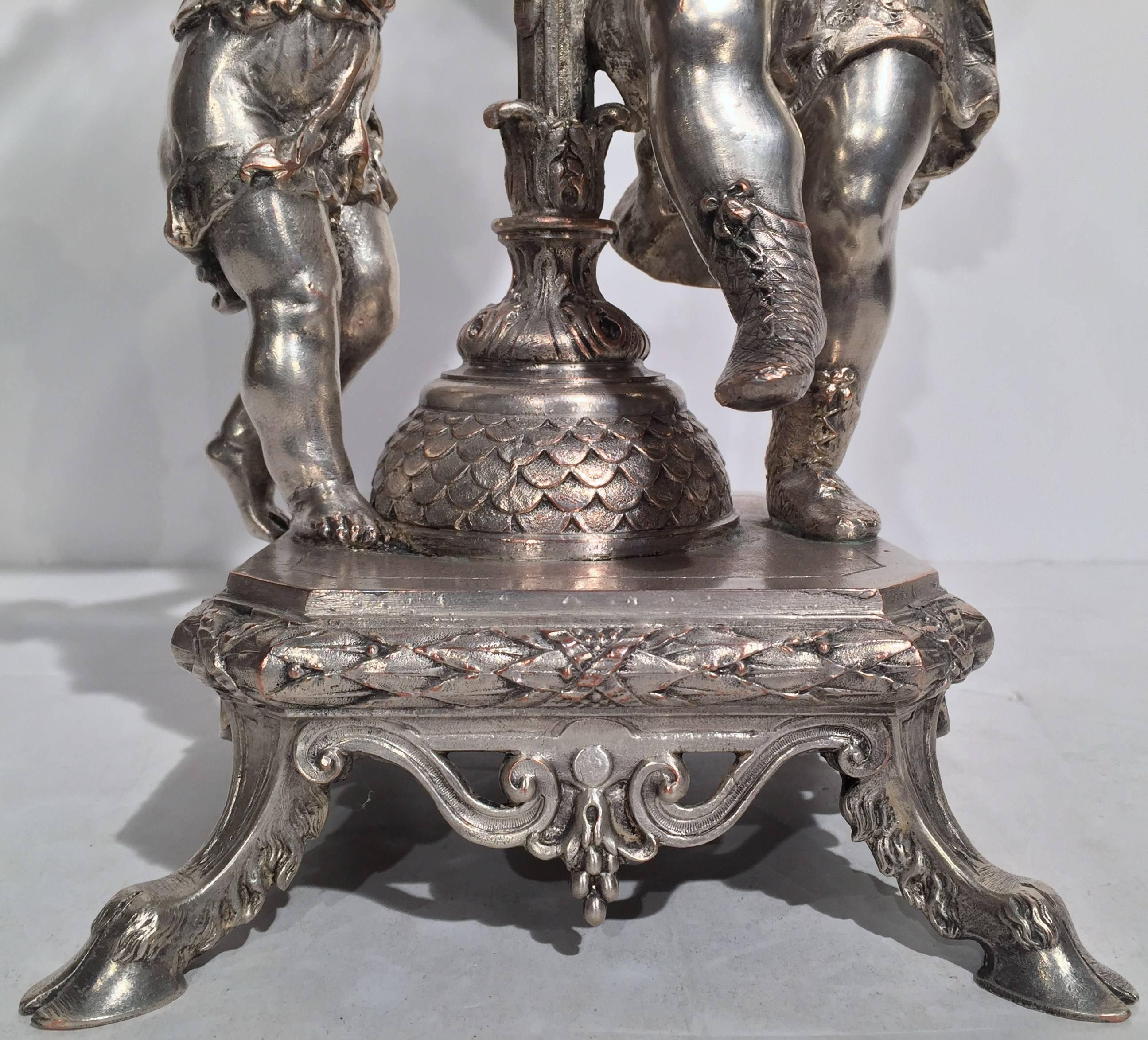 Louis XIV French Silvered Bronze 