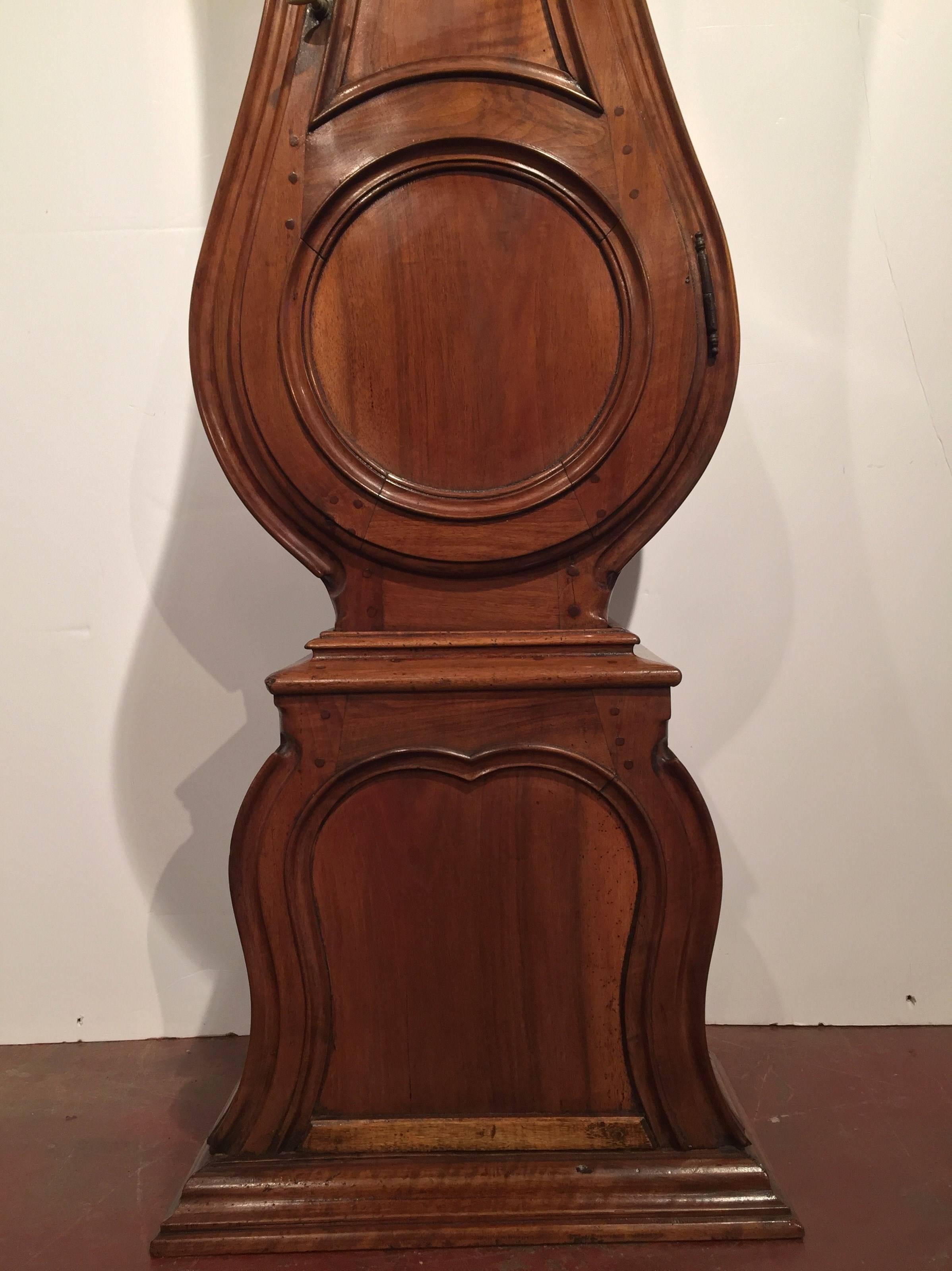 18th Century Country French Walnut Grandfather Clock with Rooster Movement 2
