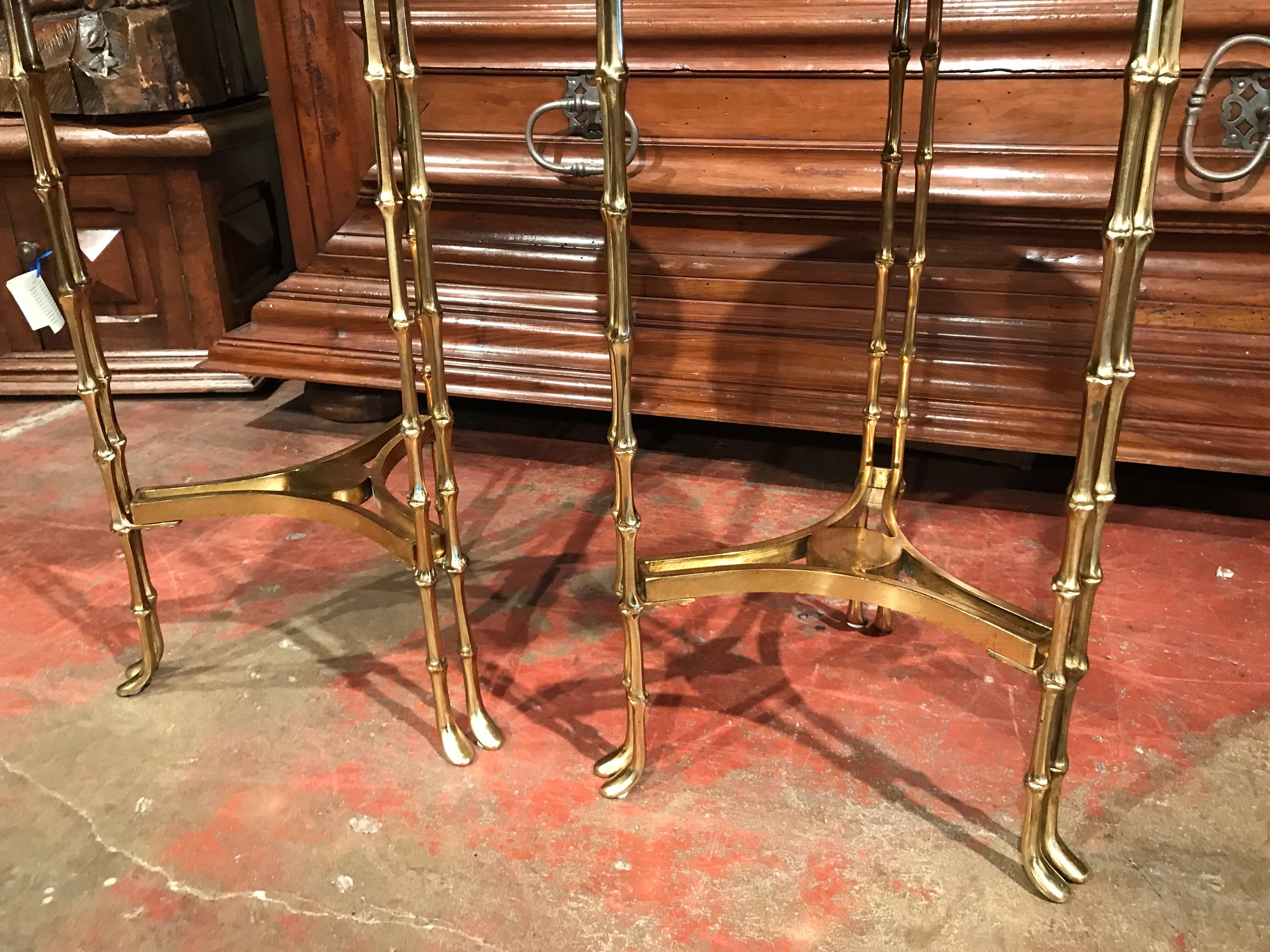 Pair of Early 20th Century French Neoclassical Bronze and Granite End Tables 1