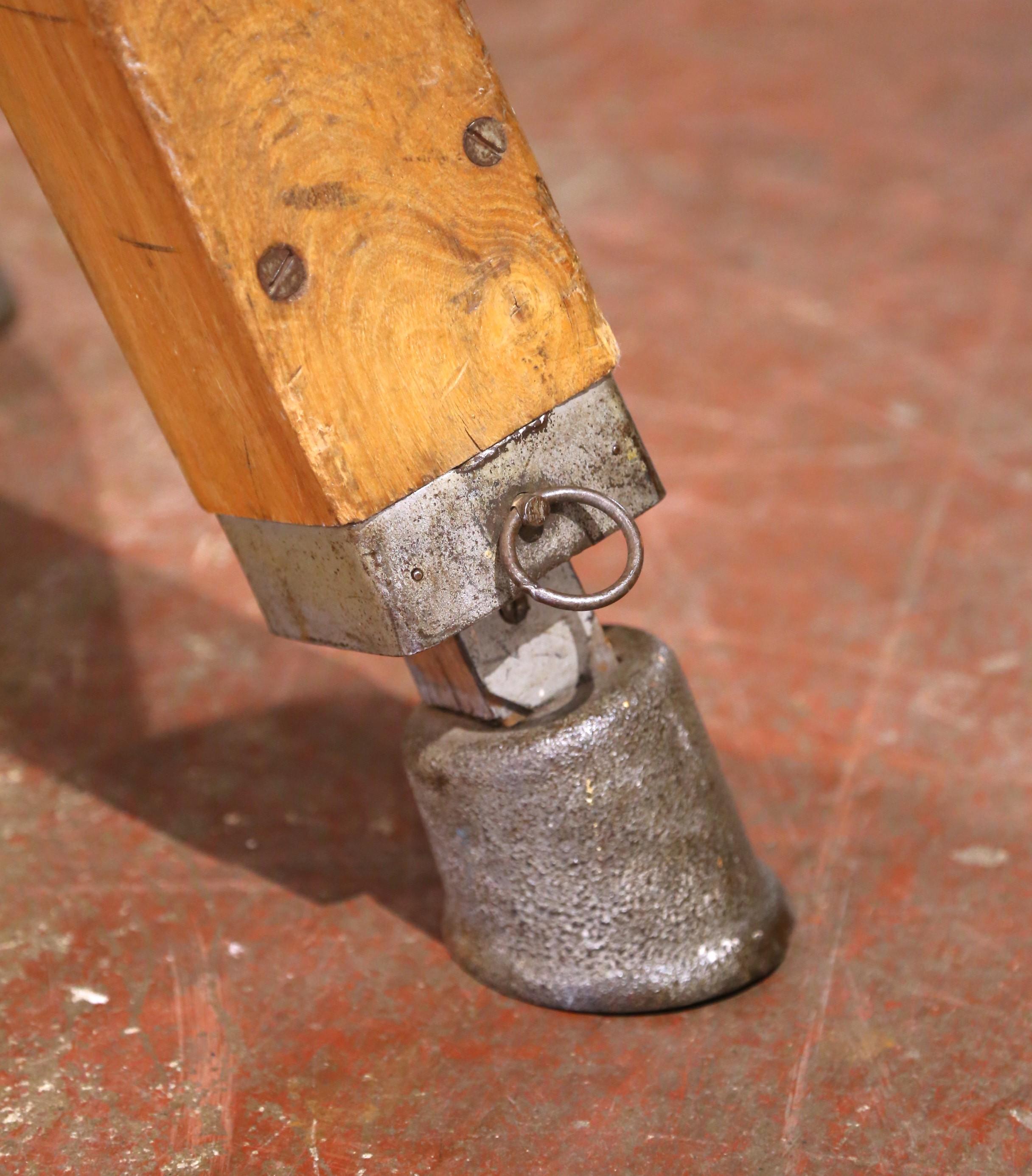 Banc de cheval à arçon tchèque du début du 20e siècle avec cuir patiné d'origine en vente 2