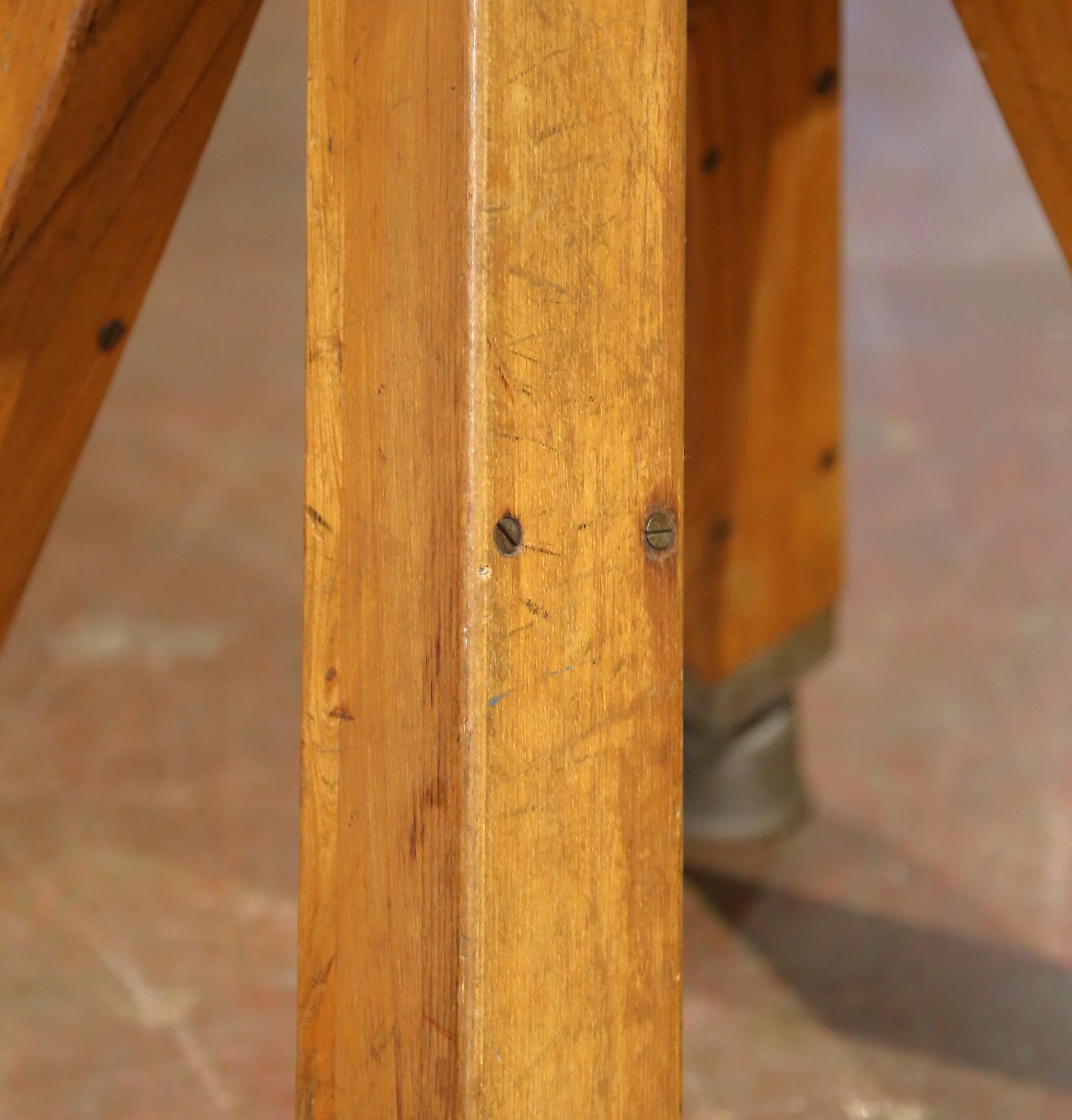 Banc de cheval à arçon tchèque du début du 20e siècle avec cuir patiné d'origine en vente 1
