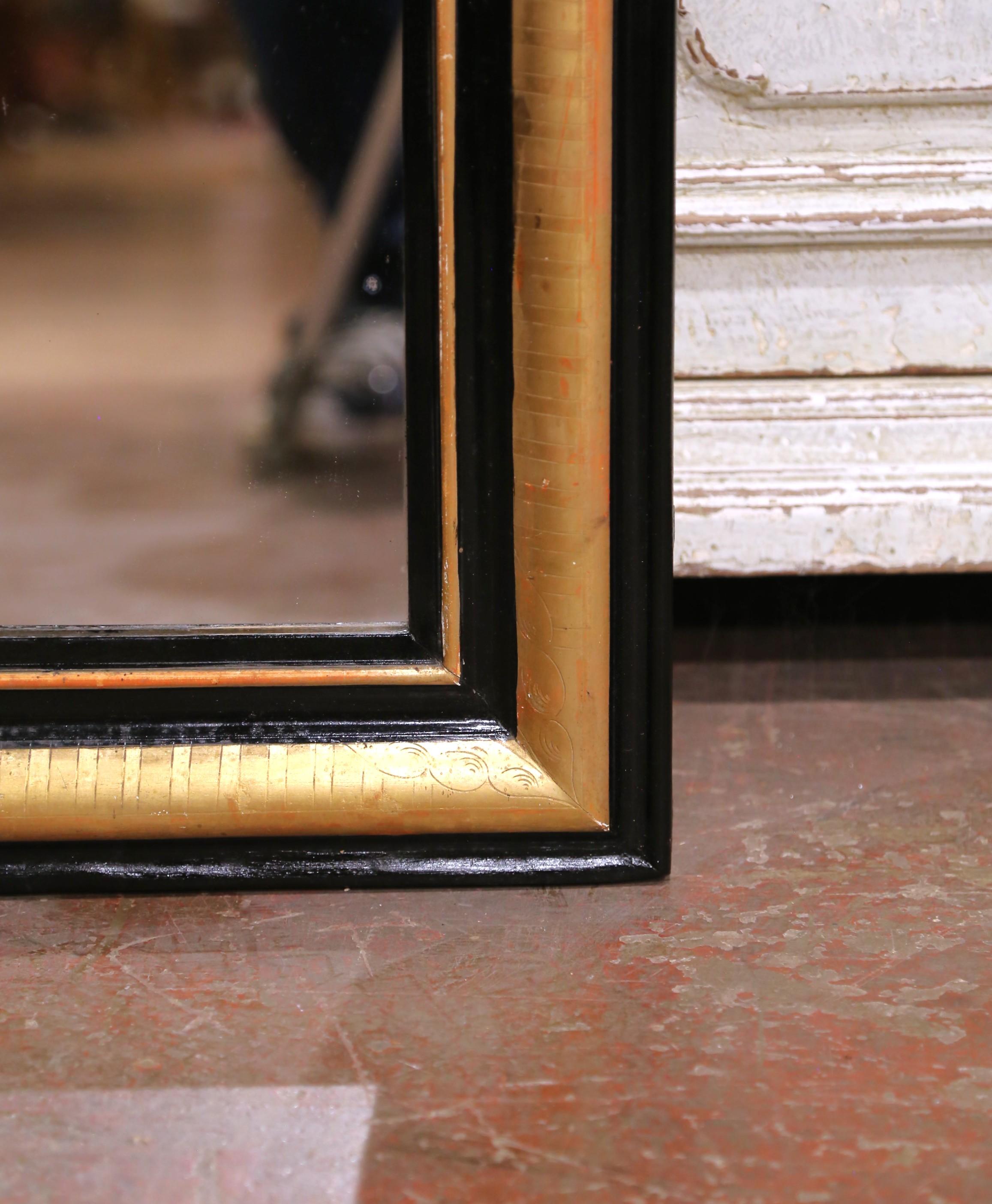 Miroir à deux tons, doré et noirci, Louis Philippe, France, 19e siècle Excellent état - En vente à Dallas, TX