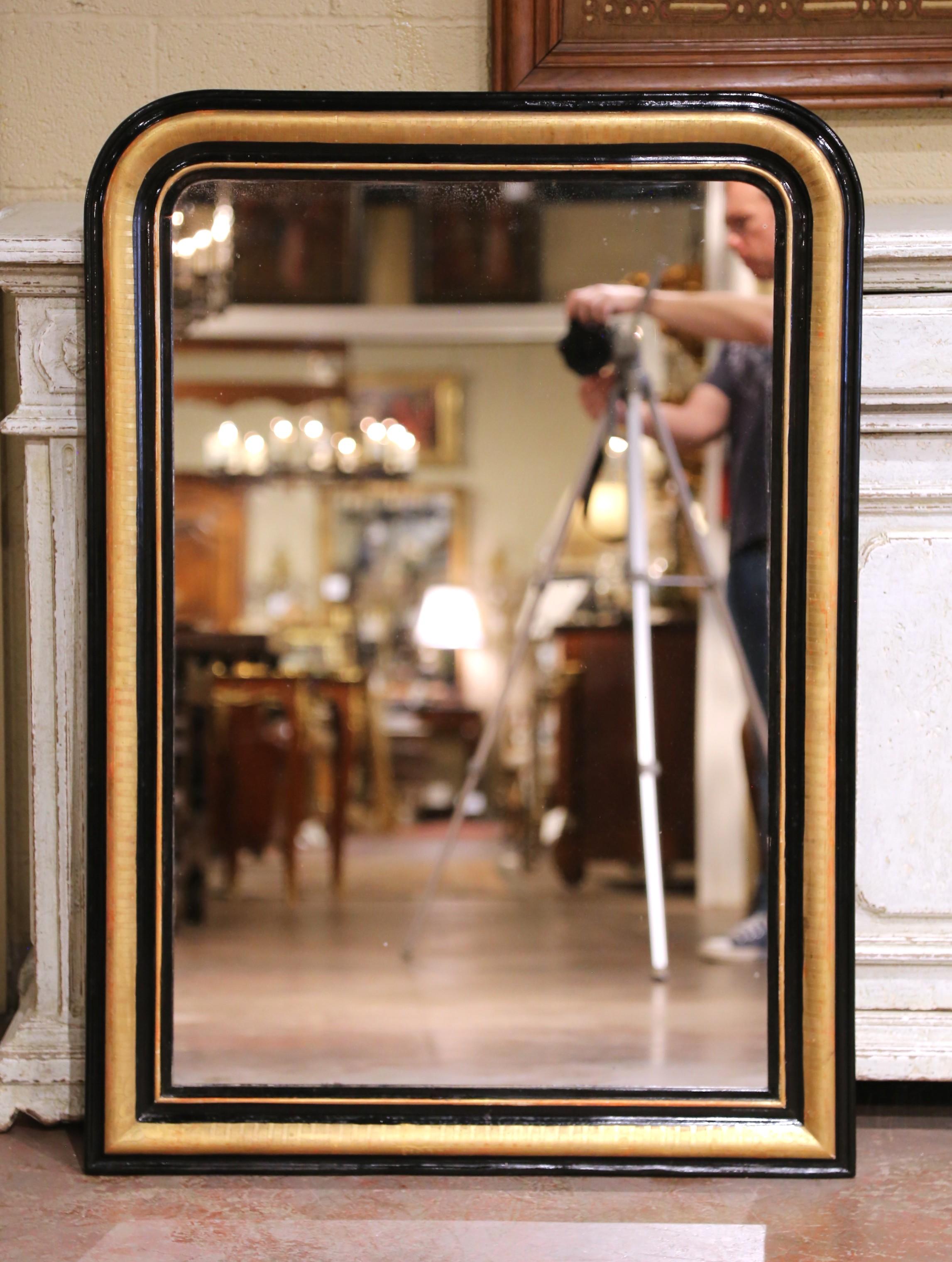 Sculpté à la main Miroir à deux tons, doré et noirci, Louis Philippe, France, 19e siècle en vente