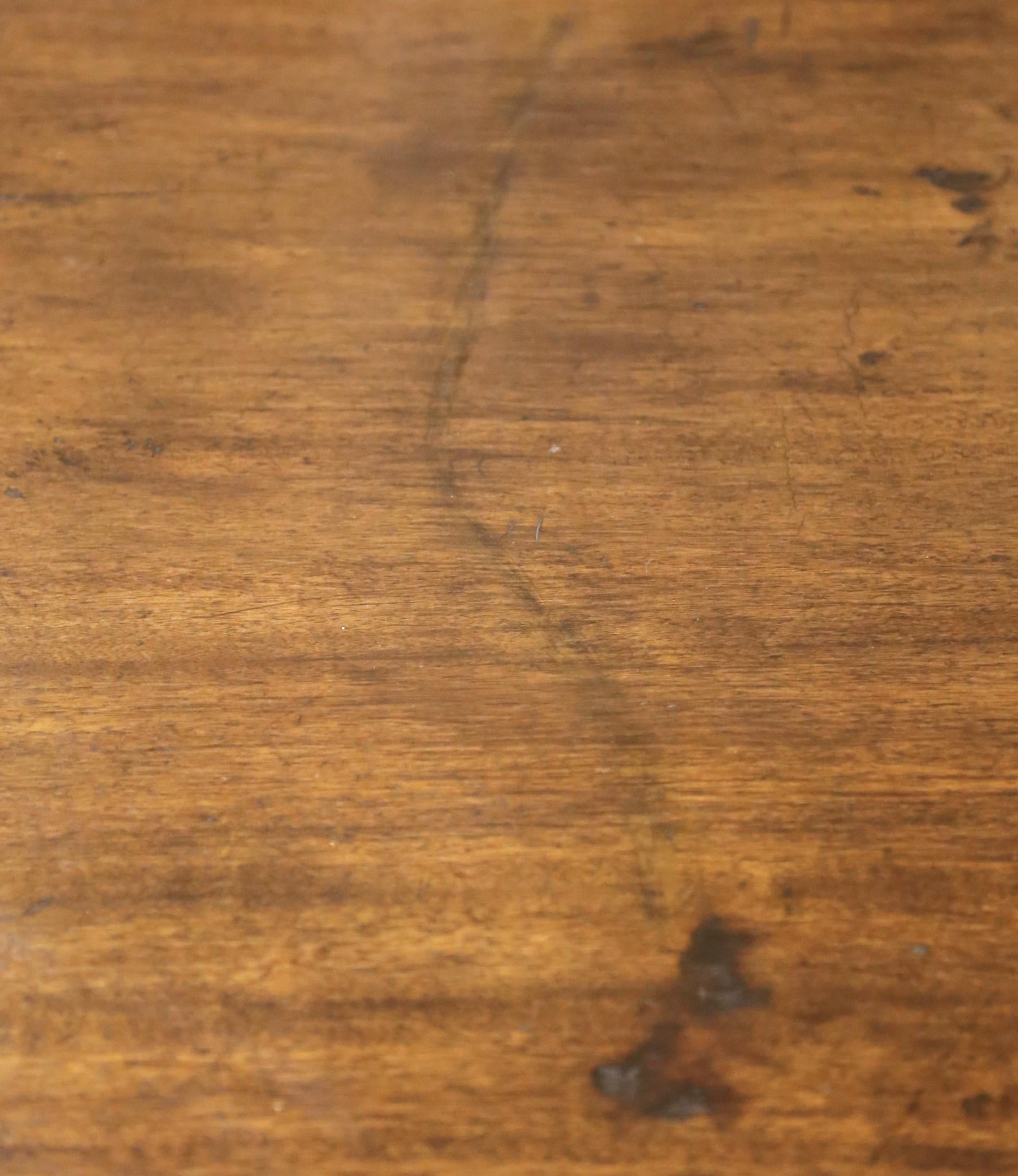 19th Century Spanish Carved Walnut Dining Trestle Table with Single Plank Top For Sale 2