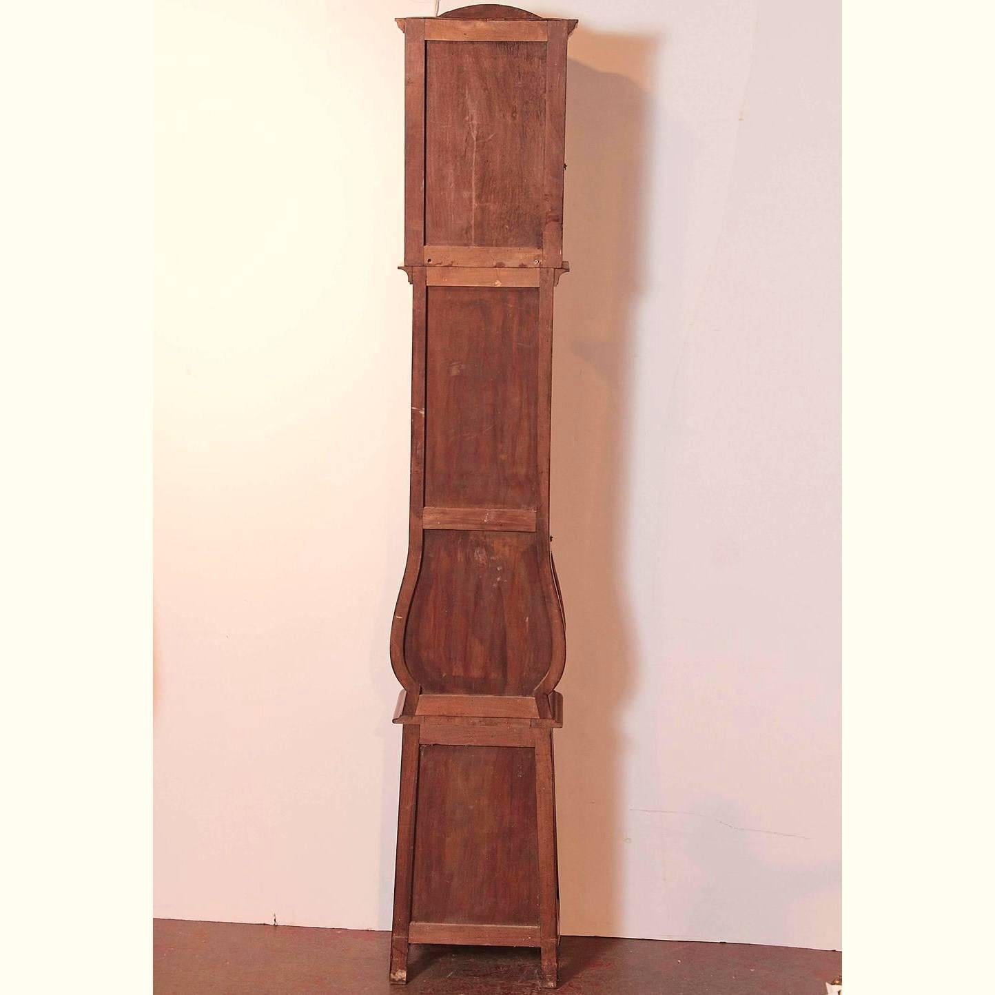 19th Century French Louis XV Hand-Carved Walnut Grandfather Clock from Provence 4