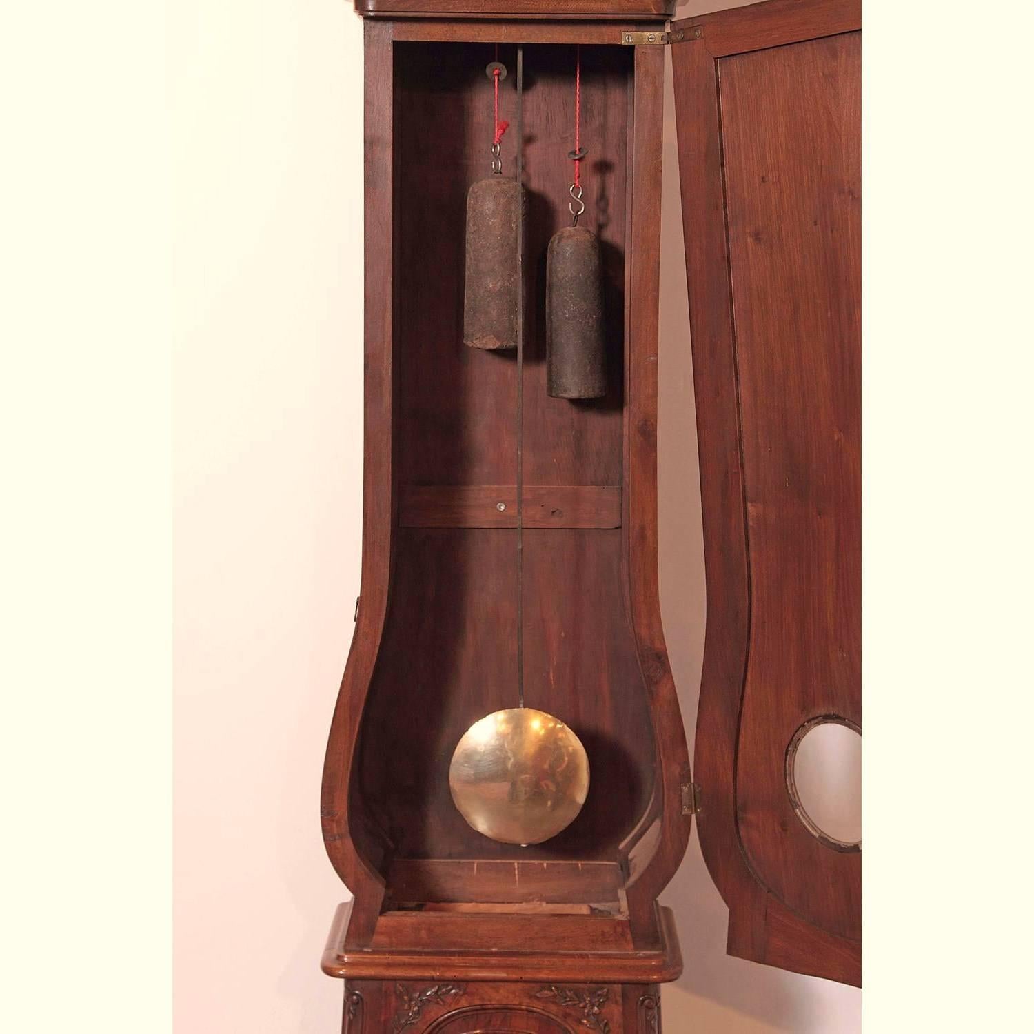 19th Century French Louis XV Hand-Carved Walnut Grandfather Clock from Provence 2