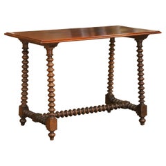 19th Century Spanish Baroque Walnut Console Table Desk with Single-Plank Top