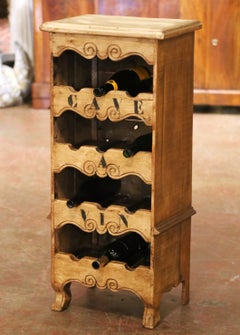 Weinschrank im französischen Landhausstil aus Kiefernholz im Vintage-Stil für zwölf Flaschen, „Cave à Vin“
