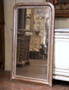 Espejo de pared francés Louis Philippe del siglo XIX, de cristal de mercurio y hoja de plata