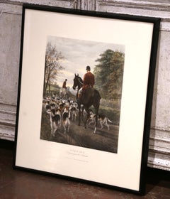 19th Century English Fox Hunting Color Engraving “Evening” by E.A.S. Douglas