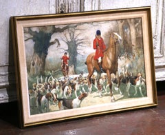 Early 20th Century English Fox Hunting Watercolor by Edwin Noble In Gilt Frame