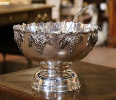 Vintage French Silver-Plated Grape Motif Champagne Cooler and Punch Bowl