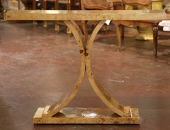 Mid-Century French Art Deco Style Burl Elm Console Table