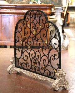 Mid-Century French Louis XV Style Wrought Iron Fireplace Screen