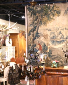 Early 20th Century French Louis XV Four-Light Porcelain Flower Chandelier