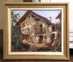 Early 20th Century French Village Oil Painting by Paul Joseph Barian
