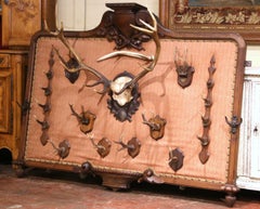 19th Century French Black Forest Style Walnut Hunting Trophy Wall Rack