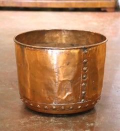 Mid-19th Century French Hand-Hammered Copper Cauldron Planter