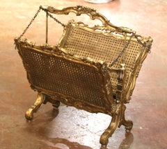 Early 20th Century French Louis XV Giltwood Cane Canterbury Magazine Rack