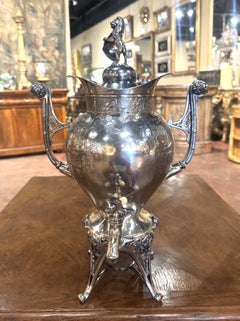 Early 20th Century English Silver-Plated Samovar with Lion Finial