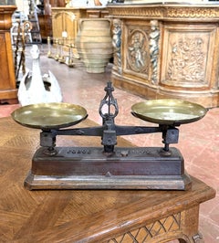 19th Century French Iron Balance Scale with Brass Trays