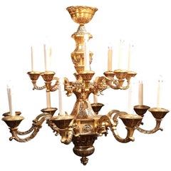 Early 20th Century French Sixteen-Light Bronze Chandelier from Paris