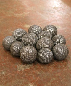 19th Century Set of 12 French Nail-Studded Boules with 2 Wooden Cochonnets