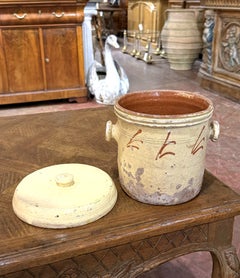 19th Century French Provence Glazed Terracotta Storage Pot with Lid
