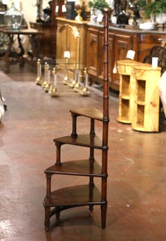 20th Century French Louis XIII Carved Walnut Library Spiral Step Ladder