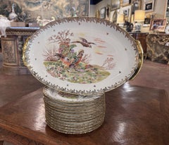 Mid-Century French Paulhat Limoges Game Bird Porcelain Serving Set, 13 Pieces