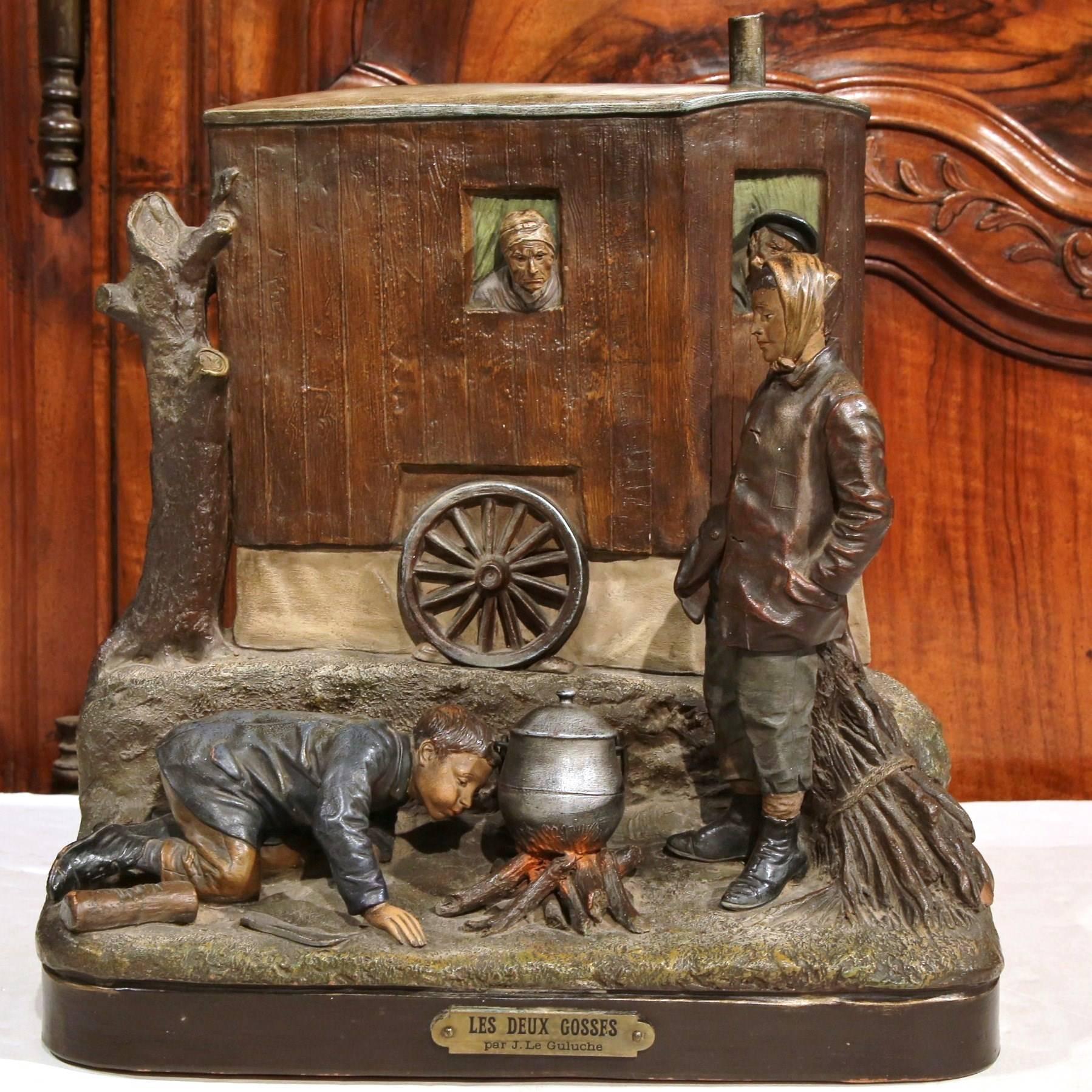 This fine, antique sculpture was crafted in France, circa 1880. Made of terracotta, and titled 