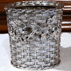 19th Century English Silver Plated Basket Weave Wine Cooler by G. R. Collins
