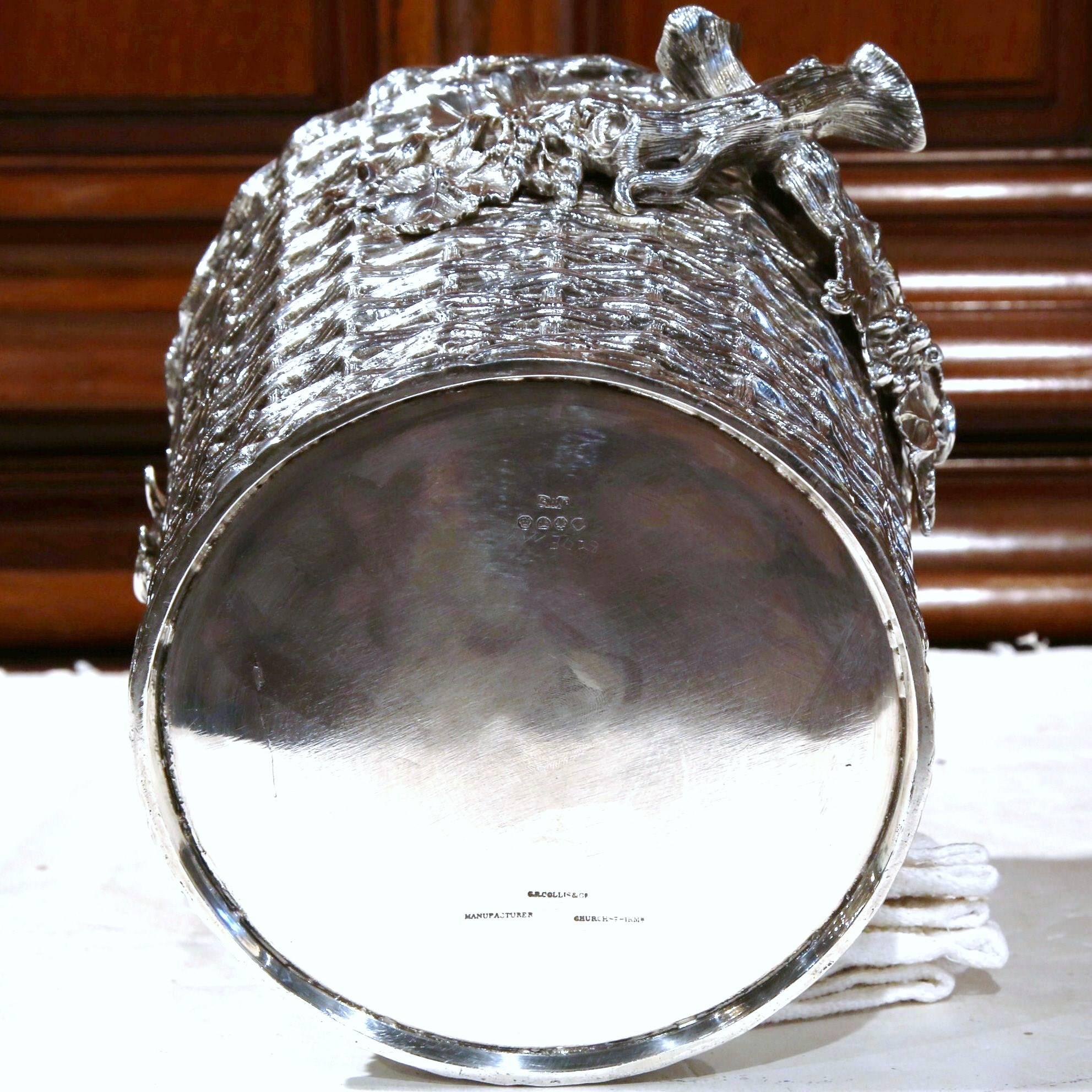 19th Century, English, Silver Plated Wine Cooler Signed George Richmond Collins In Excellent Condition For Sale In Dallas, TX