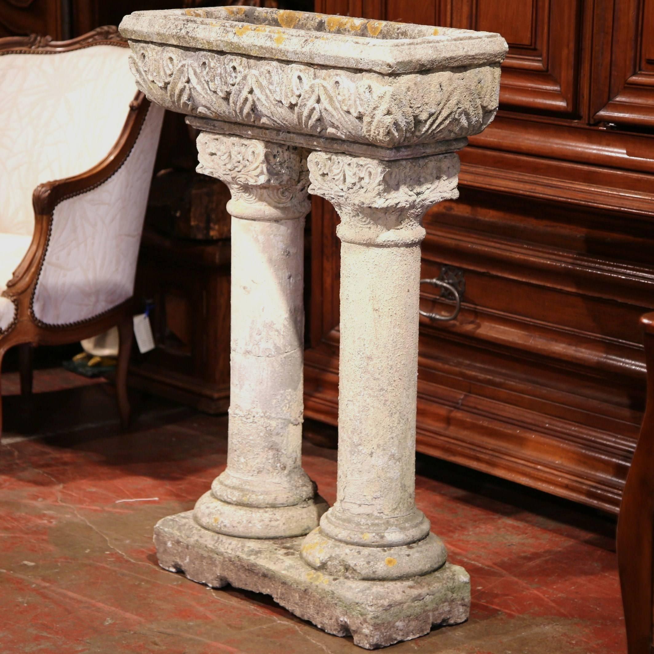 Early 19th Century, French Carved Stone Garden Jardinière from Normandy In Excellent Condition In Dallas, TX