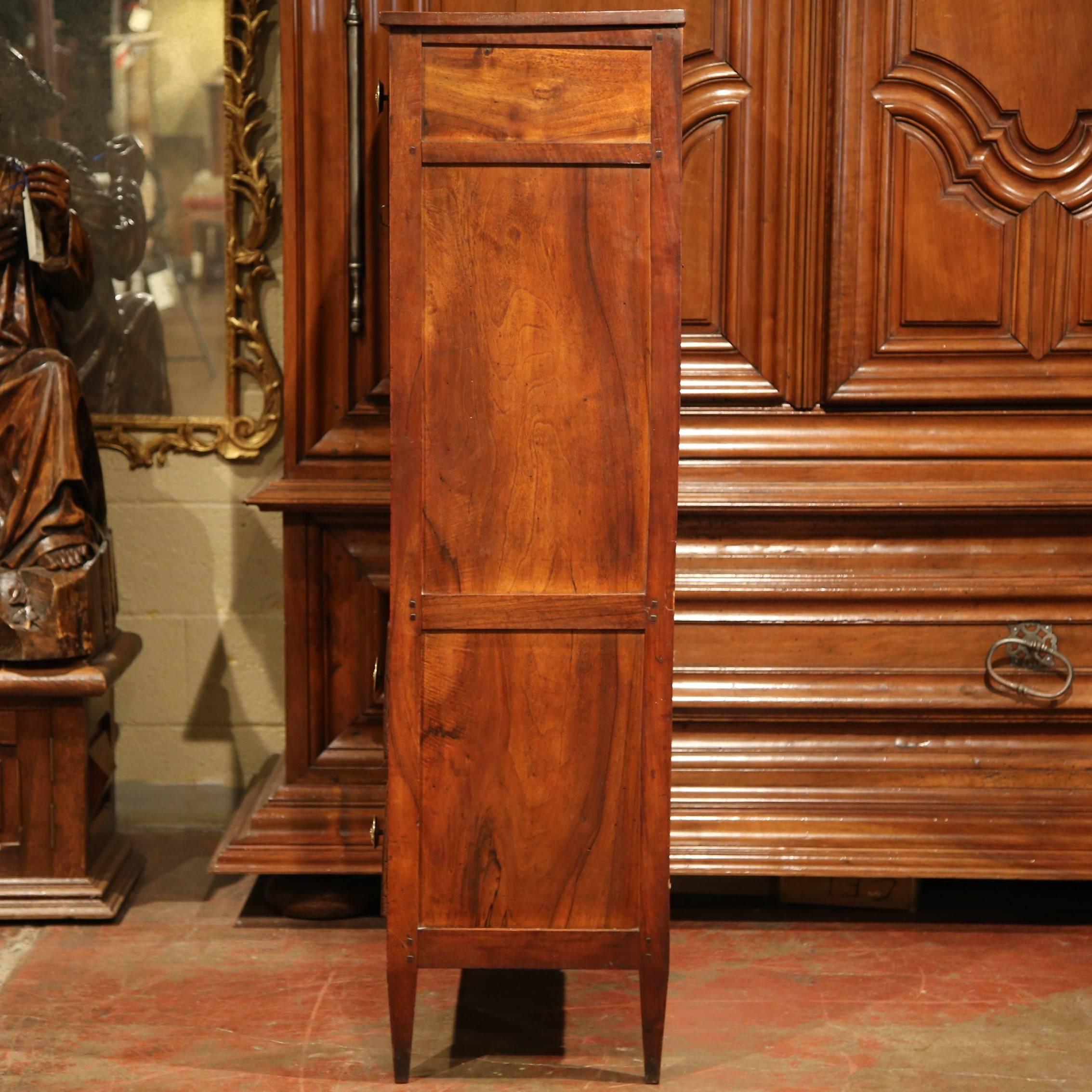 19th Century French Louis XVI Walnut Secretary Desk with Red Tooled Leather Top 6