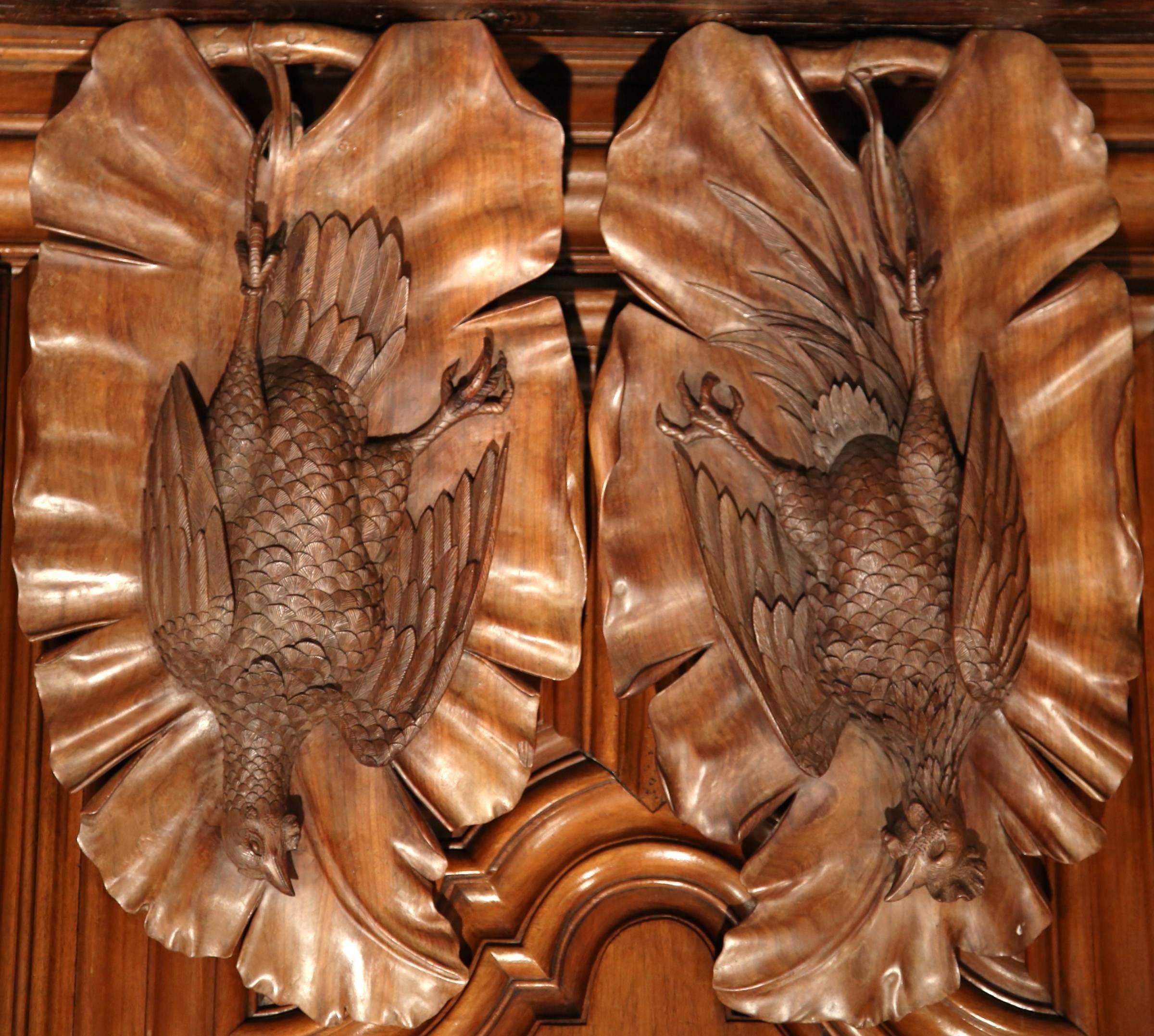 Pair of Early 20th Century French Black Forest Carved Walnut Pheasant Trophies 2