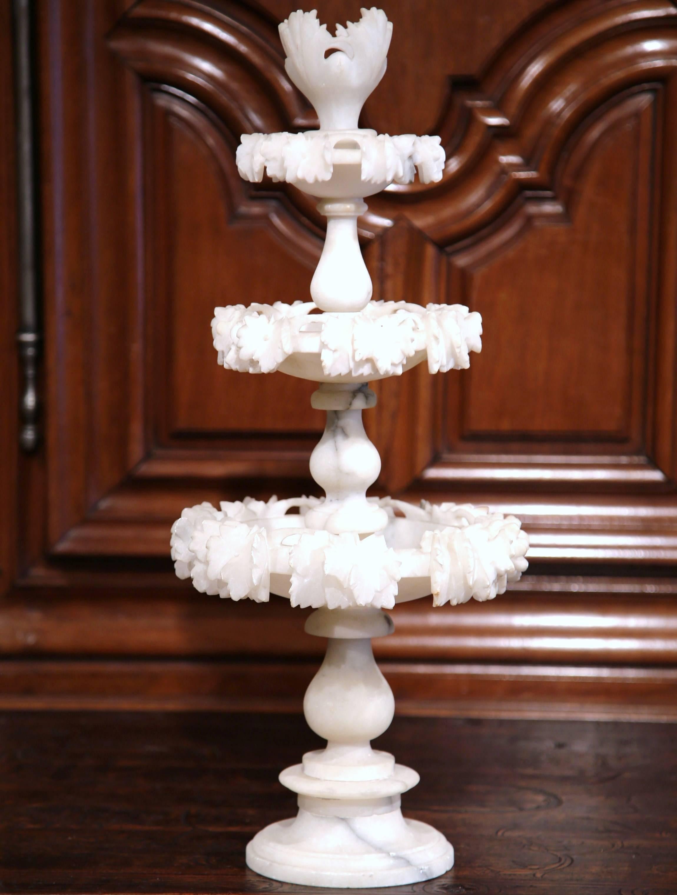 19th Century French Carved Three-Tier Alabaster Display Centerpiece 2