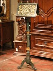 19th Century French Adjustable Painted and Gilt Carved Lectern Music Stand