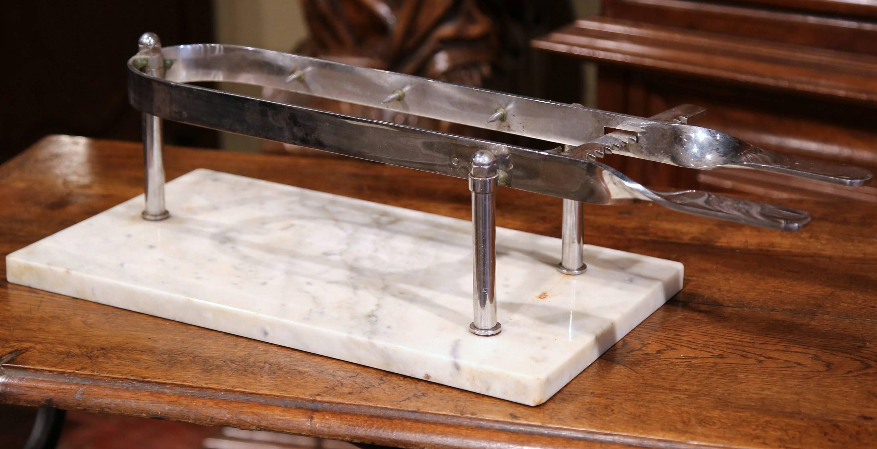 Early 20th Century French Stainless Steel and Marble Butcher Meat Holder 2